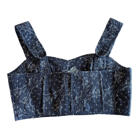 NEW Madewell Kassidy Quilted  Sweetheart Crop Top in Nighttime Size 10 - Picture 5 of 11